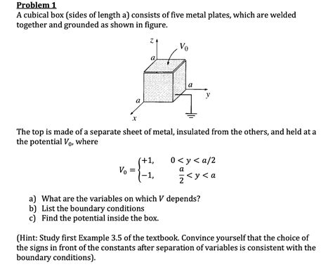 [Solved] A cubical box (sides of length a) consist 